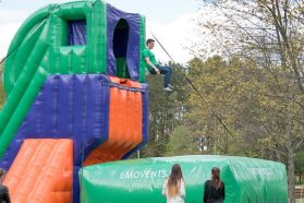 Inflatable jump tower and air bag